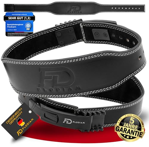 Flodiam Gewichthebergürtel für Damen und Herren [Schnellverstell Hebelverschluss] Echtleder Gym Lifting Belt mit Hebelschnalle | Gewichtheben, Bodybuilding | Jetzt Größe Wählen!