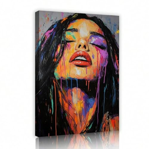 TONGYINLI Impressions sur toile représentant une femme sexy, tableaux abstraits et graffitis colorés pour décoration de chambre à coucher, salon, 30 x 40 cm, sans cadre