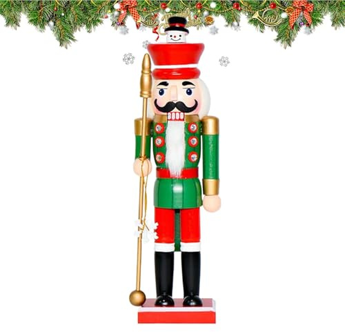 Genérico Cascanueces Navideño - Figuras De Soldado Cascanueces De 35 Cm para Escritorio - Tradicionales Navideños para Estantería Escritorio Repisa Chimenea Decoración del Hogar