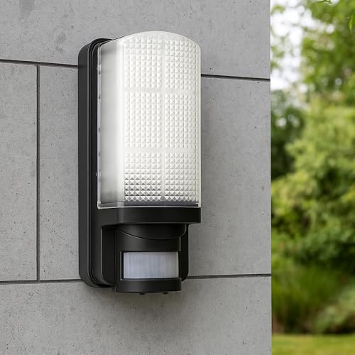 LEDBRITE LED Outdoor Wall Light Heavy Duty 7W Bulkhead Movement Sensor Security Wall Light IP44 - Equipped with PIR Motion Detector