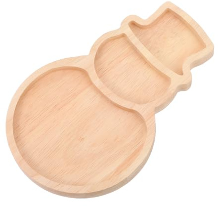 DOITOOL Schneemannplatte aus Holz für Trockenfrüchte Snacks Weihnachtsteller Partyteller Dekoteller Bonbonhalter Servierplatte
