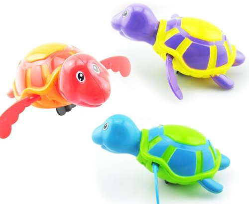 ASHATA Schwimmendes Badespielzeug, Niedliches Tier, Zum Aufziehen, Wasserspray für Baby-Badeaktivitäten, Badezimmerspielzeug für Kleinkinder, Kunststoff (Schildkröte Die Farben werden nach dem