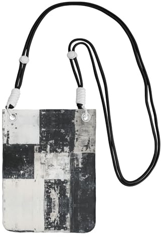 BOXILTD Svart och vit graffiti-telefonväska crossbody – mobiltelefon crossbody-väska med justerbar rem för daglig användning och pendling