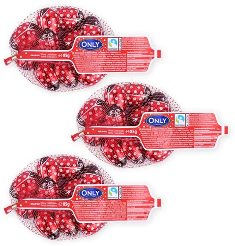 Only Schoko-Glückskäfer 3er Set je 85g Glücksbringer | aus feiner Vollmilchschokolade, einzeln verpackt, ideal für Kindergeburtstag, Hochzeit, Prüfungen, Mitgebsel