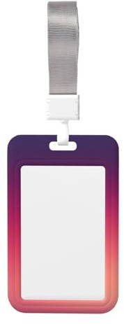 Woshuwo Funda para tarjetas de identificación de plástico duro con diseño de degradado, color rosa melocotón, lavanda y violeta, protector de etiqueta de nombre para enfermeras y oficina