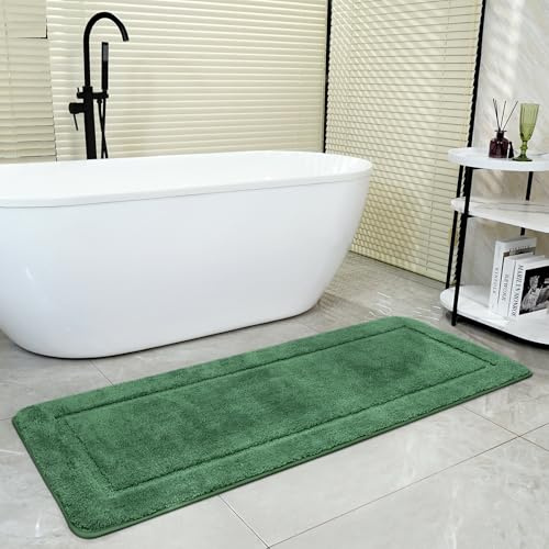 SOANNY Alfombra de Baño de Microfibra, Verde Bosque, 60x150 cm