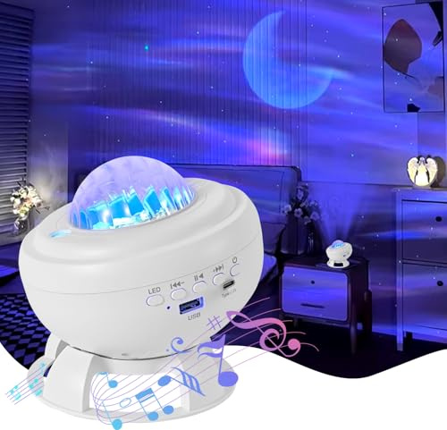 Proyector de Galaxias y Estrellas Real,Lámpara LED de Aurora Boreal con Reproductor de Música Bluetooth y 8 Animaciones Realistas,Proyector de Estrellado para Dormitorio,Regalos,Cumpleaños,Año Nuevo