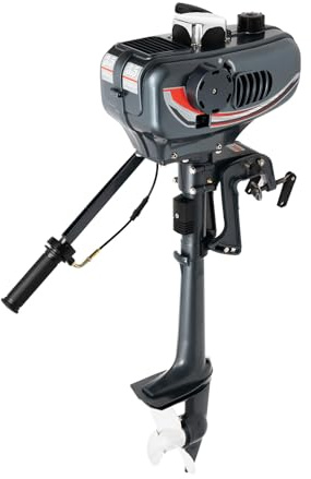 3,5 PS Außenbordmotor 2,5 kW Zweitakt Benzinmotor, Handstart Bootsmotor mit CDI-Zündung, 1,3L Kraftstofftank, geeignet für Fischerboote, Schlauchboote und Schnellboote