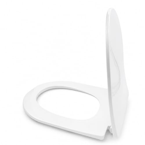 Built Right D Shape & Round Soft Close Toilet Seat | Premium Urea-Formaldehyde UF Material | Quick Release Hinges for Easy Clean | All Fittings Included | Heavy Duty | White (D Shape-01)
