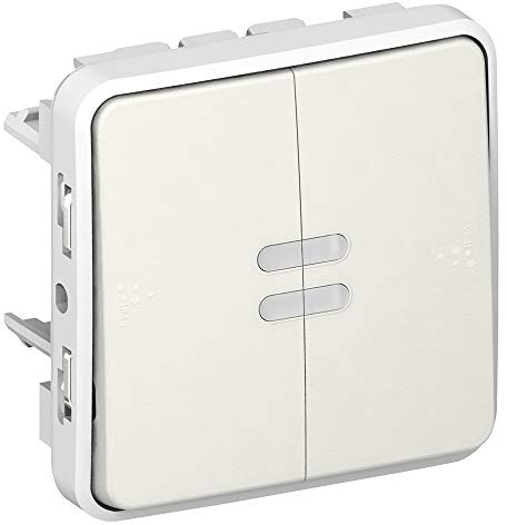 Legrand Double Interrupteur ou Va et Vient Lumineux Étanche Plexo Composable IP55, 10AX, 250V, Blanc