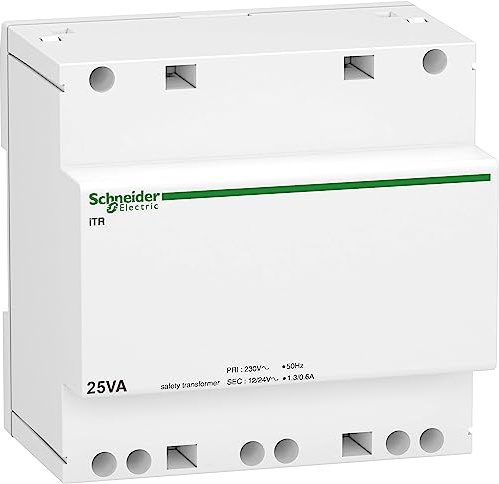 Schneider Electric A9A15219 iTR Transformateur de sécurité, 25VA, 230VCA/12-24VCA, Blanc
