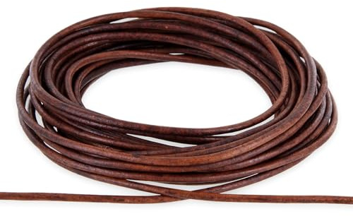 AURORIS - 10m Rolle Lederband rund - Ø 2mm - antik-braun