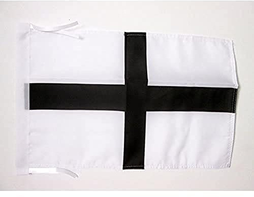 AZ FLAG Drapeau Bretagne Kroaz Du 45x30 cm Polyester 100D Cordelettes | Usage intérieur et extérieur Drapeau décoratif breton coutures doubles et bords renforcés
