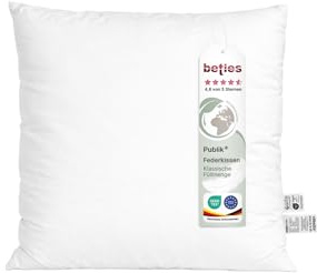 beties - Publik - Feder Füllkissen 50x50 cm – 560 g Enten- & Gänsefedern – großes Innenkissen Inlett & Kissenfüllung – waschbares Baumwoll-Inlett – Sofakissen, Dekokissen & Wohnkissen