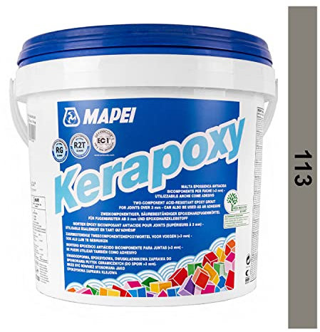 MAPEI Kerapoxy Epoxidharz Fugenmörtel für fliesen 2K 5 kg (Zementgrau Nr 113)