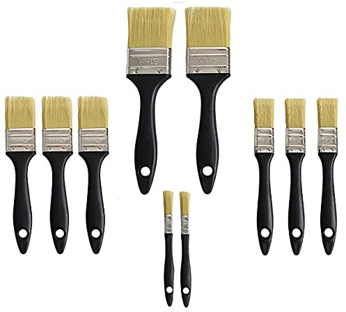 Brochas Pintura【Profesional】•【No Suelta Pelo】 Brochas Pintura Pared • Madera • Hierro • Brochas Planas • 10 Unidades