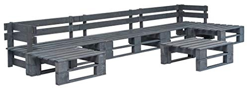vidaXL Gartenmöbel, 6 Stück, Grau
