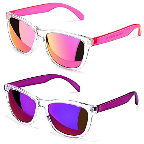 COLOSSEIN Sunglasses Womens Square UV400 Mirrored Lens for Vacation