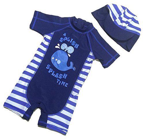 Tyidalin Traje de Baño para Niños Bañador Una Pieza Bebé Manga 3/4 UPF Protección Solar UV Natación con Gorro
