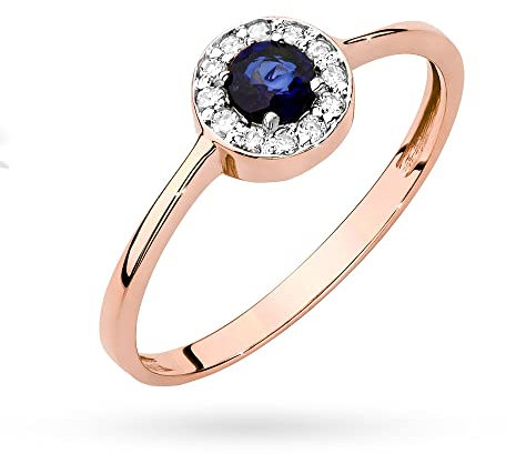 MARKO Verlobungsring aus Rotgold für Frauen mit 0,30 Karat Saphir und Diamanten, 14 Karat Gold (585) | Goldring mit Box | Goldring für Frauen (Roségold, 50 (15.8))