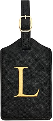 Luggage Tag PU Leather for Suitcase Baggage Handbag Travel Bag Label Suitcase Tag Label Tag w. Name Card & Privacy Cover (L)