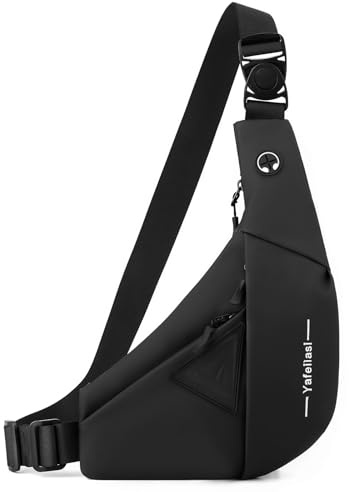 VARLIVOO Brusttasche Herren, wasserdichte Anti Diebstahl Umhängetasche, Kleine Leichte Schultertasche für Herren zum Reisen, Wandern und Alltag Schwarz A