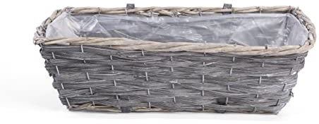 green leaves Wicker Balcony Trough Planter Fence Planters Garden Outdoor Hanging Baskets