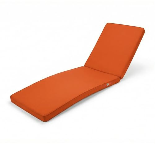 Déco Arts Coussin Bain de Soleil - Coussins Rectangulaires pour Chaise Longue - Coussin Déhoussable avec Traitement imperméable et Poignées de Transport - Certifié Oeko-TEX - 185x60x5 cm, Orange