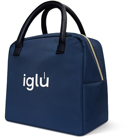 iglu Insulated Lunch Bag for Women & Kids| 6L Faux Leather Tote, Wipeable Lining | Cool Lunch Box for Work, Office, School | UK Brand (Aspen, Blue Lagoon)
