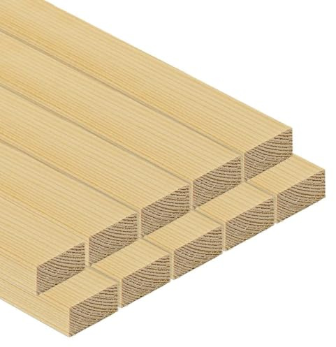 TWE Listelli Legno Massello Abete x 2 Metri Piallati su Quattro Lati con Smusso su Spigoli Made in Italy Confezione da 10 pz (15x30) mm