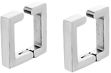 Beydodo Ohrclips ohne Ohrlöcher Edelstahl, Ohrklemme Damen Herren Poliert Quadrat 9.5MM Silber Ohrringe Nickelfrei Modeschmuck