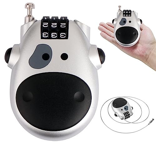 Kabelschlösser, Anti Diebes Teleskop Draht Lock Kabelschloss Kuh 3 Ziffer Kombination Lock Kennwort für Gepäckrad Snowboardbeutel Motorradhelm Silber