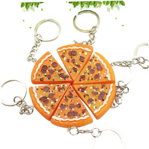 PACKOVE Porte-clés Pizza Imitation Nourriture En Résine Robuste, Lot De 6 Mignons, Accessoires Polyvalents Pour Paquet à Main, Clés, Voyage Et Fête, Breloques Mini Pizza Réalistes