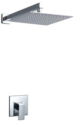 Soffione doccia da incasso a parete for hotel, box doccia da bagno nero monofunzione AL2006 (Size : Chrome side 10 inches normal)