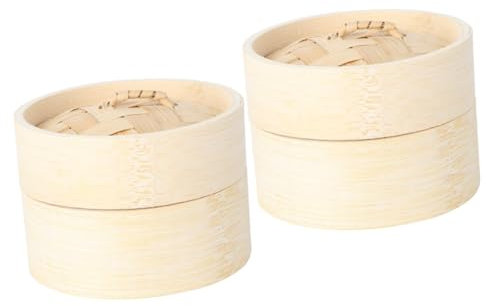 Alipis 2sets Cooking Steamer Mini Food Steamer Wooden Basket Dumplings Chinese Round Steamed Rack Steam Cooking for Authentic Asian Chinese
