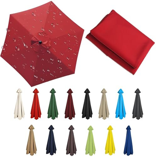 6-Rippen Sonnenschirm Bespannung Für Ampelschirm, Ersatz-Bezug Für Sonnenschirm, Ø 200/270/300 CM, Marktschirm Ersatzabdeckung, Protection UV Polyestergewebe Sonnenschirmbezug(Color:Red,Size:6 ribs-3m