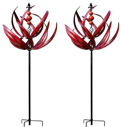 Windrad Garten Metall, 90cm Blumenstecker Gartenstecker Gartendeko Wetterfest Und Standfest Aus Metall, Gartendeko Für Draußen Wetterfest Für Hof Und Garten