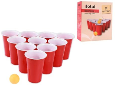 I-TOTAL® - Set da Beer Pong, Bicchieri e Palline per Gioco di abilità e coordinazione, 20 Bicchieri e Palline nella Confezione