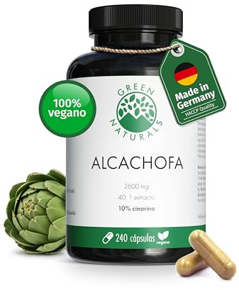Artischocken Kapseln - Hochdosiert: 40:1 Extrakt (=104.000mg Artischocke) mit 260mg Cynarin - 240 Kapseln (2 Monate) - Vegan & Ohne künstlichen Zusatzstoffe - Green Naturals®