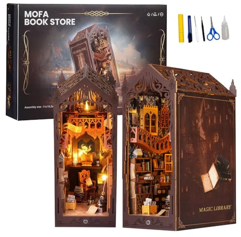 DIY Book Nook - Kit Selber Bauen Miniatur Haus Magique Sujetalibros 3D LED Luz de madera para adolescentes y adultos