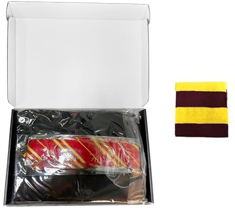 FWHFNB Magier Robe,Zauberer Kostüm für Kinder und Erwachsene,Magier uniform,Zauberer Robe Mit Krawatten,Schals und Campus-Abzeichen,für Maskerade,Cosplay,Karneval,Halloween (Rot, XL)