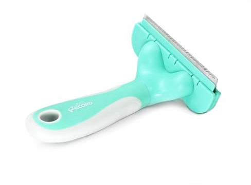 Record - Spazzola Rimuovipelo per Cani, Autopulente con Manico Ergonomico Antiscivolo. Rastrello per Cani con Punte in Acciaio Inox. Rimozione Sottopelo Rapida e Sicura, Favorisce la Salute del Pelo