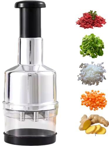 Chopper Tritatutto Manuale Cucina Colore Nero Bianco Sminuzza Trita Aglio Cipolla Carote Sedano Patate Formaggio Tanti Altri Prodotti Funziona A Pressione Scelta Colore Casuale