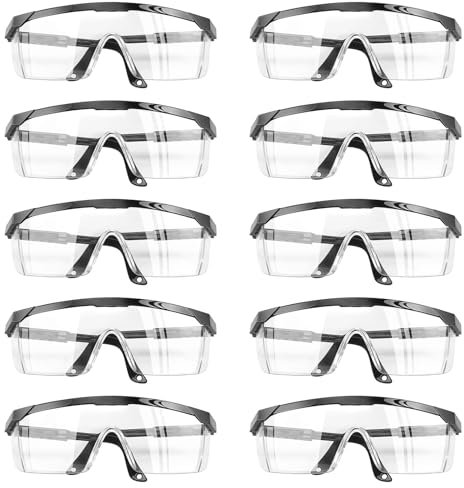 DUTIFUL Schutzbrille 10 Stück Arbeitsschutzbrille Vollsichtbrille Sicherheitsbrille Transparent Schutzbrille für Brillenträger