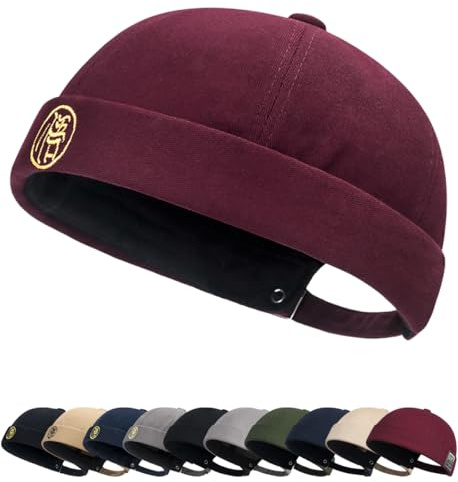 Cozyan Berretto Portuale Uomo Corduroy Docker cap Cappello Senza Visiera Estivo Retro Cotone Docker Hat Senza Visiera Berretto da Uomo Donna Brimless Hat Classic Leon Cappello