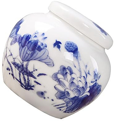 Mikinona Tarro Sellado De Porcelana Azul y Blanca Para Cereales Té y Cosméticos Para Almacenar Cocina o Baño Recipiente Hermético Para Comida y Té