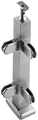 Poteau de clôture carré en acier inoxydable pour escalier de terrasse - Kit de garde-corps pour balustrade en verre, mezzanine, porche et balcon, 100 cm (39,4 po) avec clip en forme de bouch