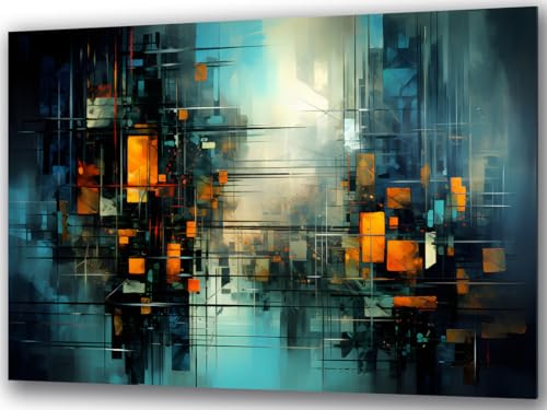 UVTECHPRINT Glasbild Abstrakt 130x83 cm Glas Bild einteilig aus gehärtetem Echtglas mit brillanten Farben, für Wohnzimmer, Schlafzimmer und moderne Büro