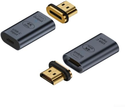 Magnetischer Typ-C auf HD-Adapter, 4 K, 60 Hz Auflösung, Aluminiumlegierung, mit blauer Kontrollleuchte, kompaktes tragbares Design für Laptop (weiß)