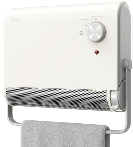 Sandrem Elektriska Värmare 2000W Bärbar Värmefläkt Väggmonterad Tyst - låg Energiförbrukning - V-0 flamskyddsmedel - IPX2-30° Oscillation - 3 Temperaturnivåer för Badrum Sovrum Kontor